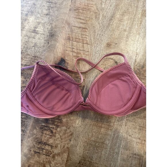 La Vie En Rose Aqua push up bikini top pink Mauve Striped XS Underwire Swim - Picture 9 of 10